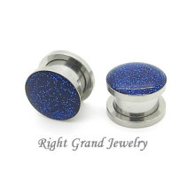 Surgical Steel Screw Fit Gauges14 Gauge Glitter Ear Gauge Plugs